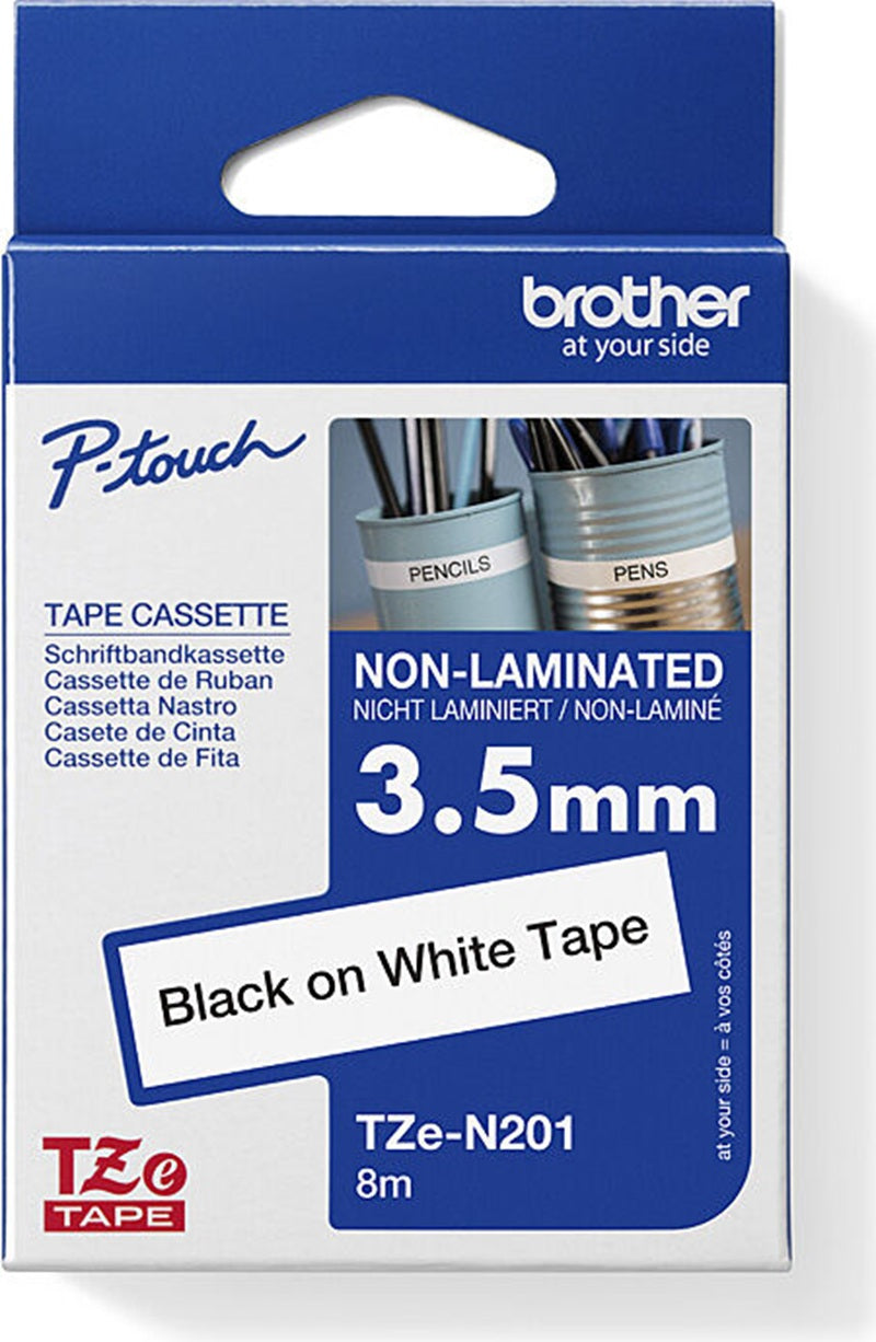 Brother TZe-N201 Non-Laminated Labelling Tape 3.5mm x 8