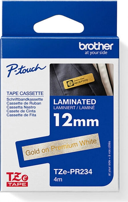 Brother TZe-PR234 Glitter Labelling Tape Gold on White 12mm x 4m