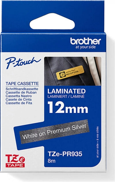 Brother TZe-PR935 Glitter Labelling Tape White on Silver 12mm x 4m