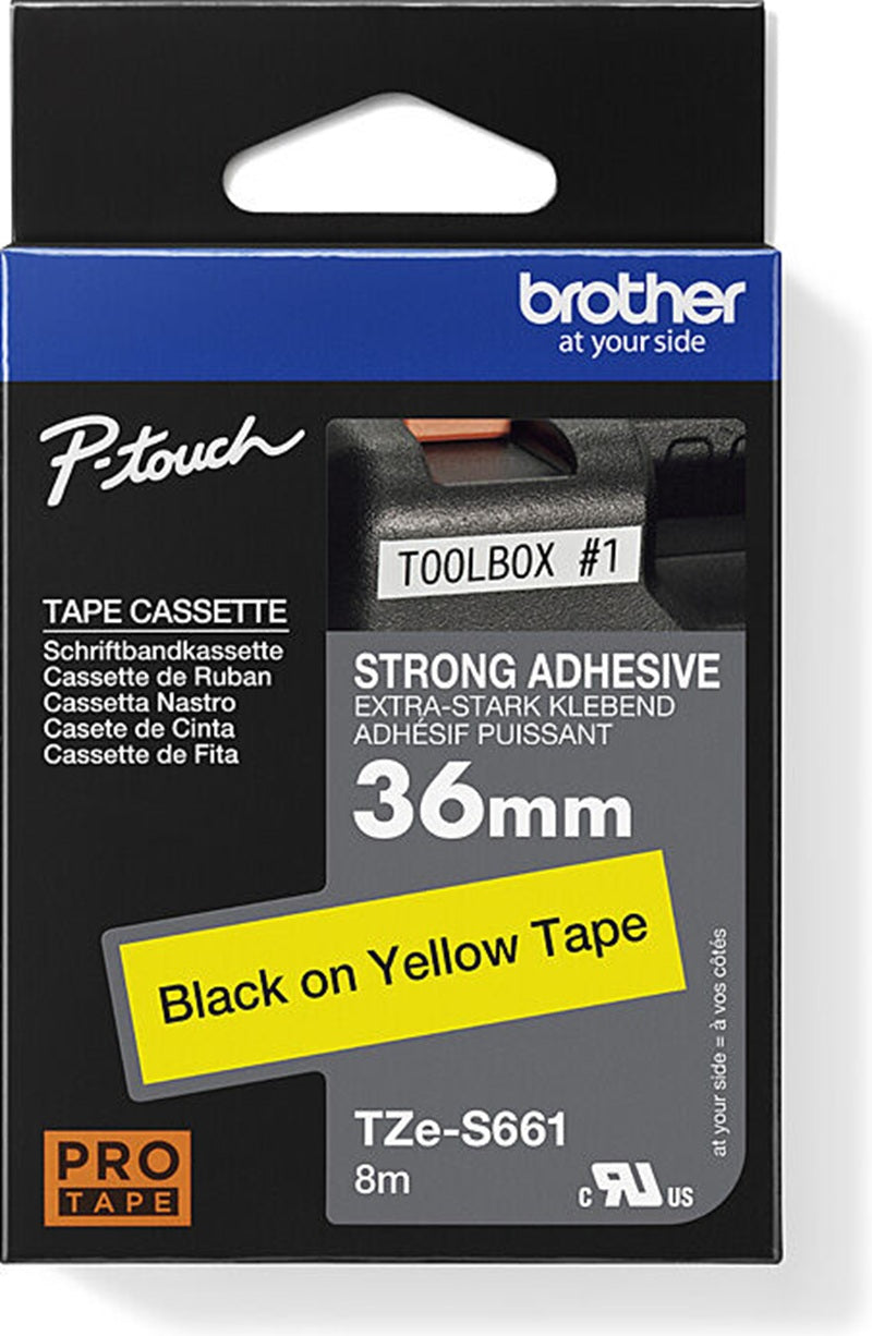 Brother TZe-S661 Labelling Tape Black on Yellow 36mm x 8