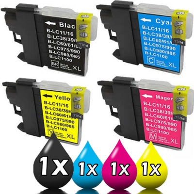 4 Pack Brother LC67 Compatible Ink Cartridge 1BK+1C+1M+1Y