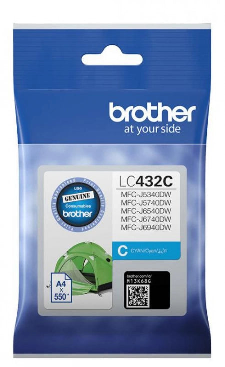 Genuine Brother LC-432C Cyan Ink Cartridge 550 Prints