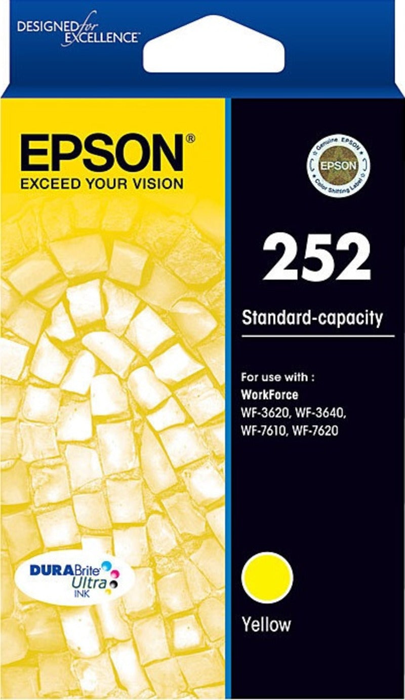 Genuine Epson 252 Yellow Ink Cartridge C13T252492 300 Page