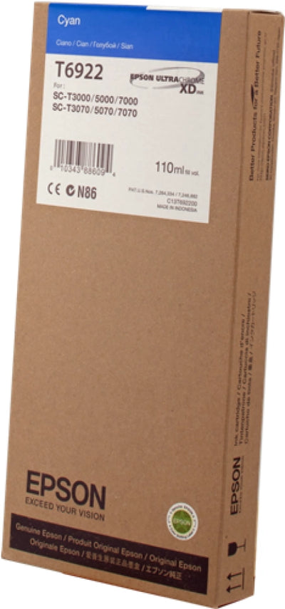 Epson C13T692200 Genuine UltraChrome XD Cyan Pigment Ink Cartridge 110ml