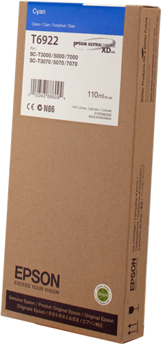 Epson C13T692200 Genuine UltraChrome XD Cyan Pigment Ink Cartridge 110m
