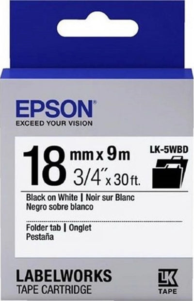 Epson LabelWorks LK-5WBD C53S655101 Labelling Tape Black on White 18mm x 9M