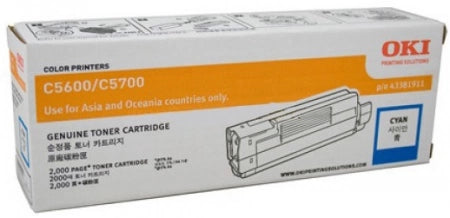 Genuine OKI C5600/C5700 43381911 Cyan Toner Cartridge 2,000 Prints