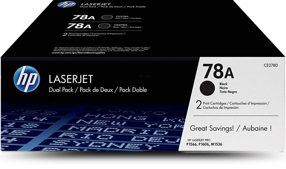 Genuine HP 78A CE278AD Twin Pack Black Toner Cartridge 2,100 Print
