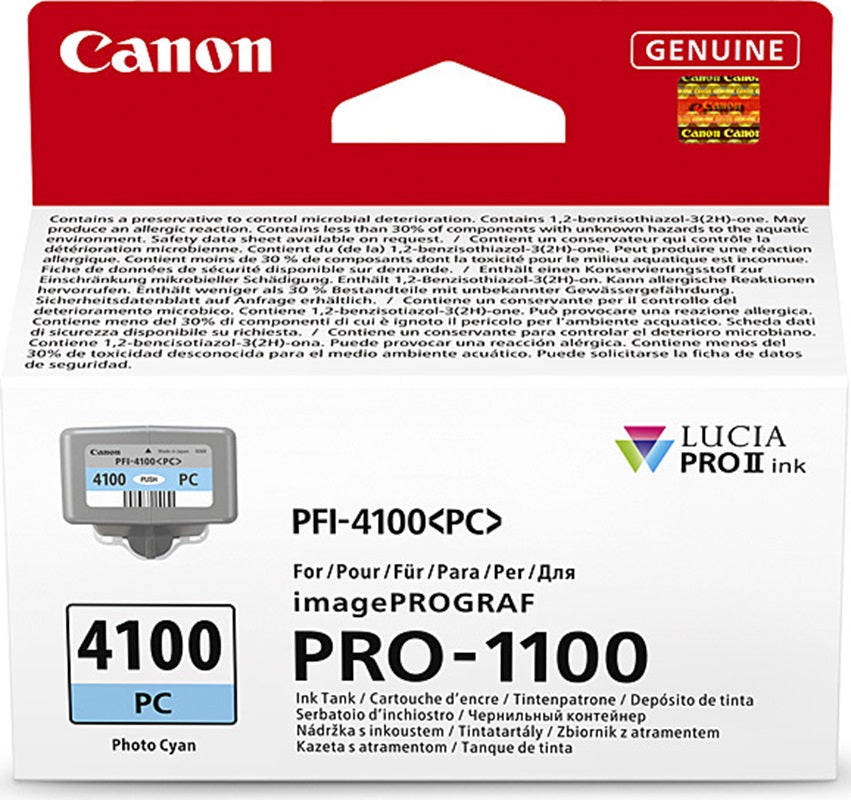 Genuine Canon PFI-4100 Photo Cyan Ink Cartridge 80m