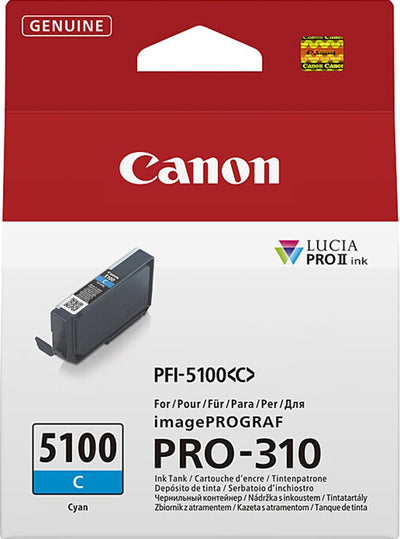 Genuine Canon PFI-5100C Cyan Ink Cartridge 14.4m