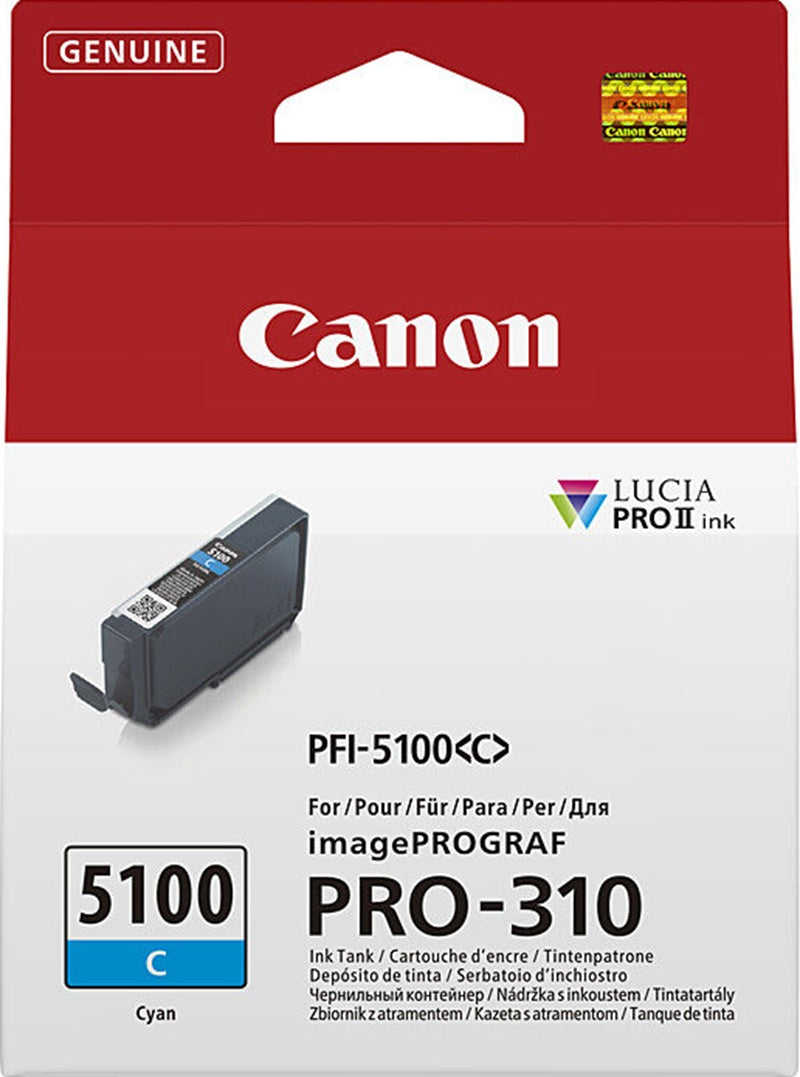 Genuine Canon PFI-5100C Cyan Ink Cartridge 14.4m