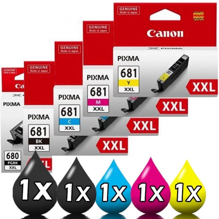 Genuine 5 Pack Canon PGI680XXL/CLI681XXL Ink Cartridge 1BK 1C 1M 1Y 1PHBK