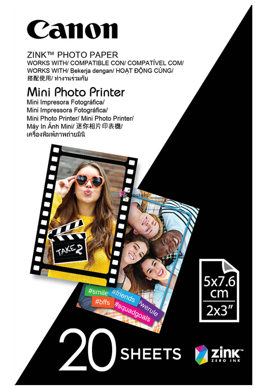 20 Sheets Canon Mini Photo Printer Paper 2x3