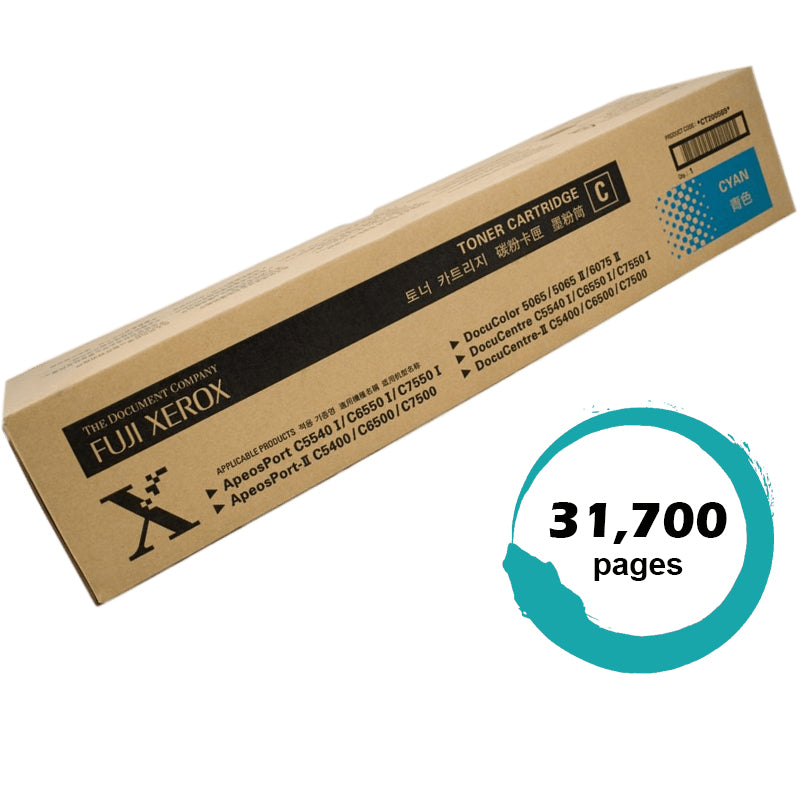 Genuine Fuji Xerox CT200569 Cyan Toner Cartridge 31,700 Pages C5500 5065 C5540 C6500 C7600