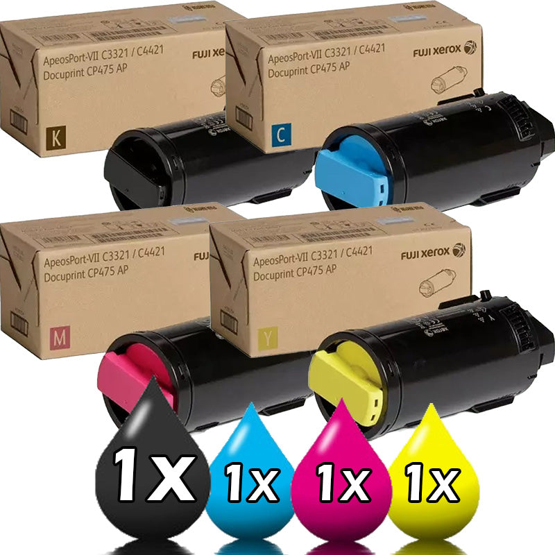 Genuine 4-Pack Fuji Xerox CT203346-CT203349 Toner Cartridges 1BK,1C,1Y,1