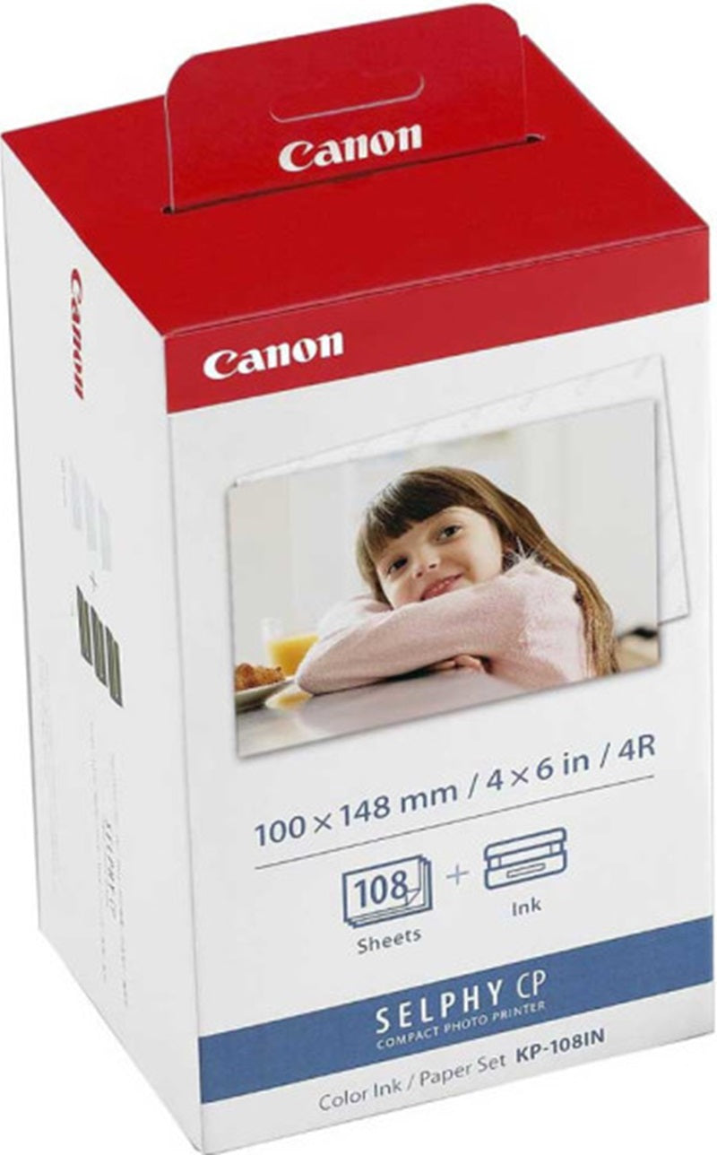 Genuine 2 Pack Canon 4x6 KP108IN Ink + Paper Packet 108 Sheets/Pack