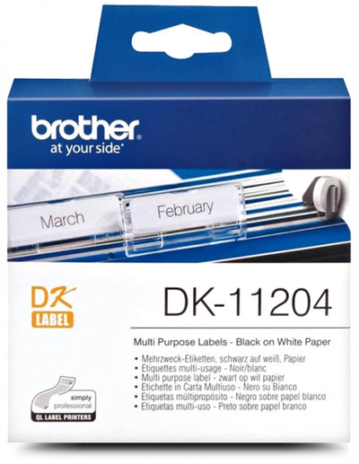 Genuine Brother DK-11204 Black on White Thermal Die-Cut Label Roll 400/roll