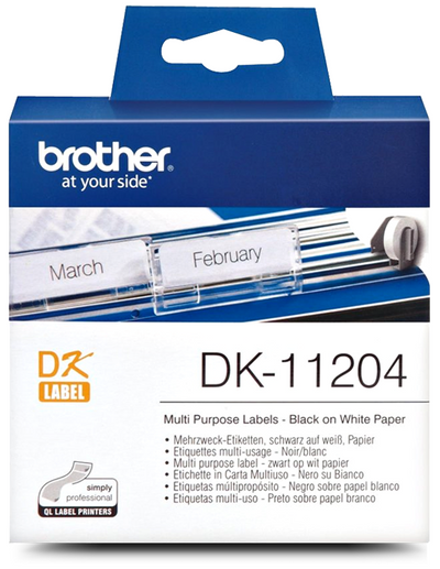 Genuine Brother DK-11204 Black on White Thermal Die-Cut Label Roll 400/rol