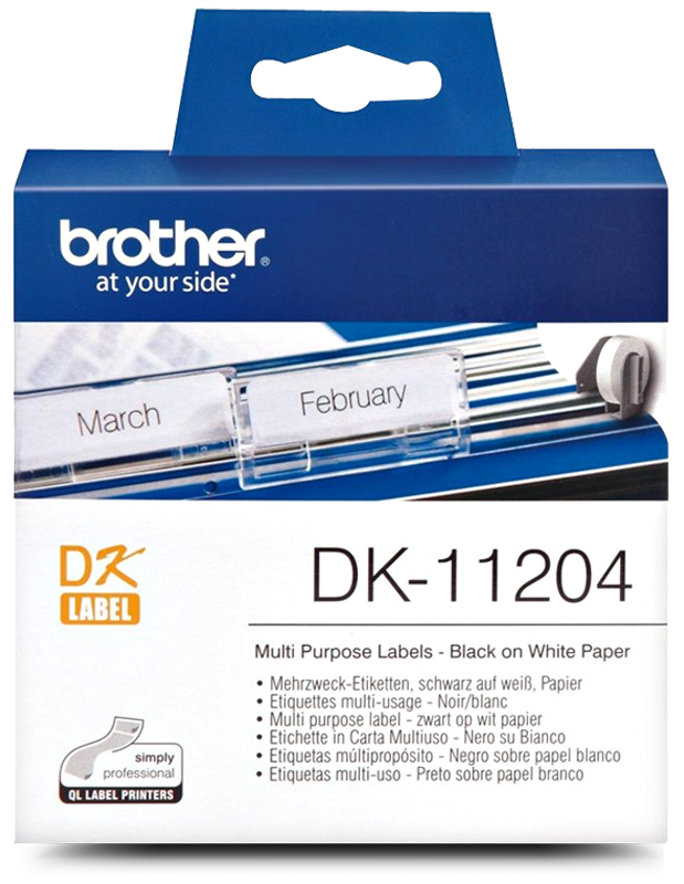 Genuine Brother DK-11204 Black on White Thermal Die-Cut Label Roll 400/rol