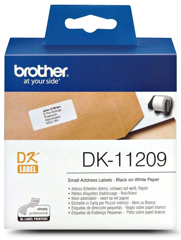 Genuine Brother DK-11209 Black on White Thermal Die-Cut Label Roll 800/rol