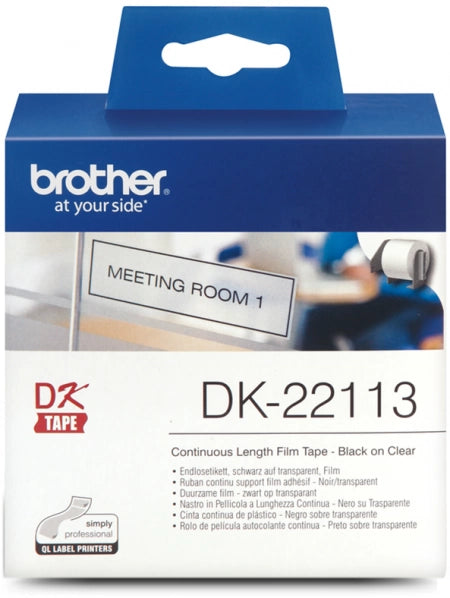 Genuine Brother DK-22113 Black on Clear Thermal Continuous Paper Label Roll