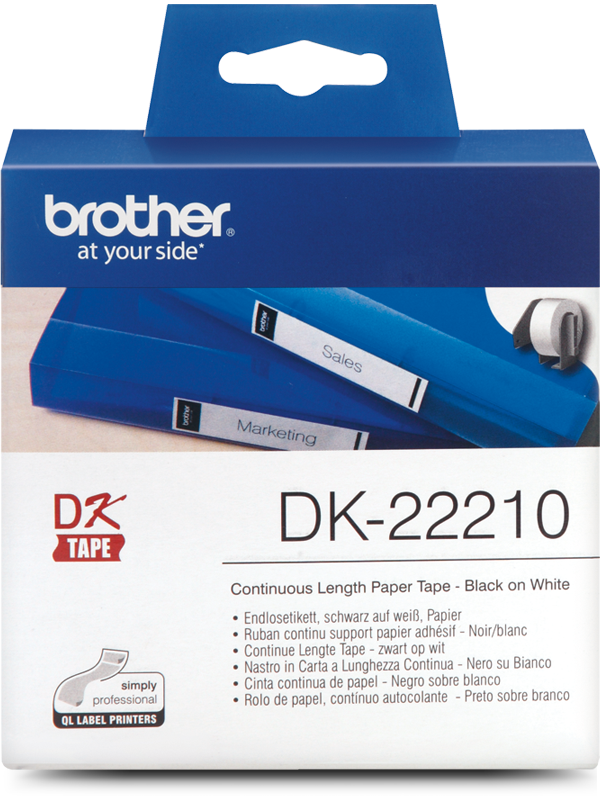 Genuine Brother DK-22210 Black on White Thermal Label Continuous Paper Rol