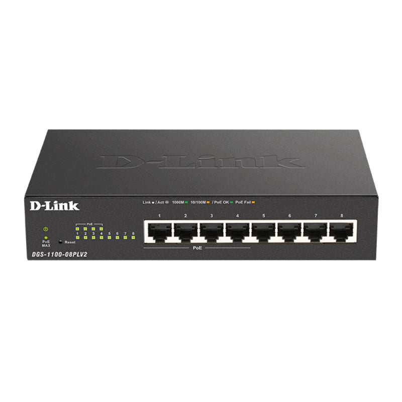 D-Link 8-Port Gigabit Smart Managed PoE Switch with 4 PoE ports DGS-1100-08PV2