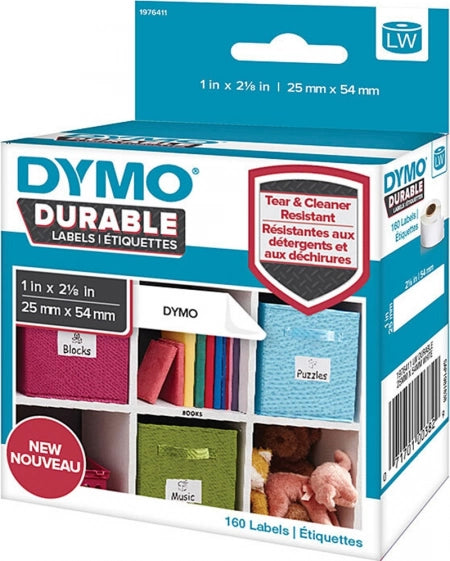 Genuine Dymo SD1976411 Black On White Durable Label Roll 25mm x 54mm 160/Roll