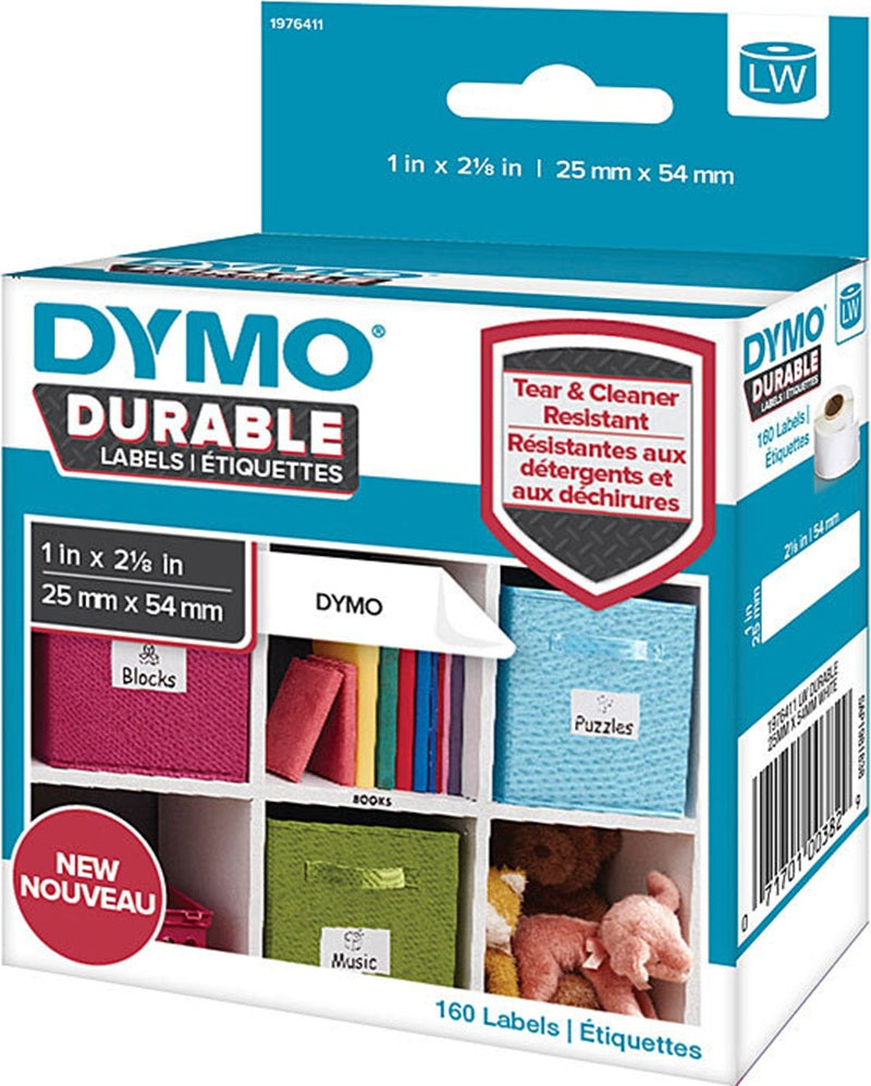 Genuine Dymo SD1976411 Black On White Durable Label Roll 25mm x 54mm 160/Rol