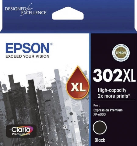 Epson 302XL C13T01X192 Black Genuine Ink Cartridge 550 Prints