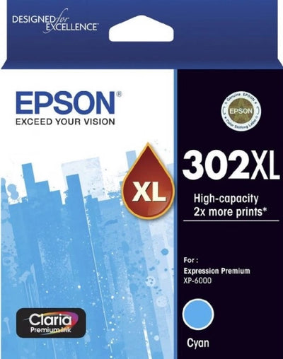 Epson 302XL C13T01Y292 Cyan Genuine Ink Cartridge 550 Prints