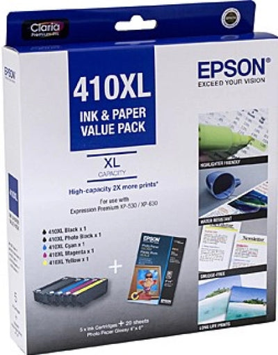 Genuine Epson 410XL C13T339796 5 Ink Value Pack Ink Cartridge 530 Prints