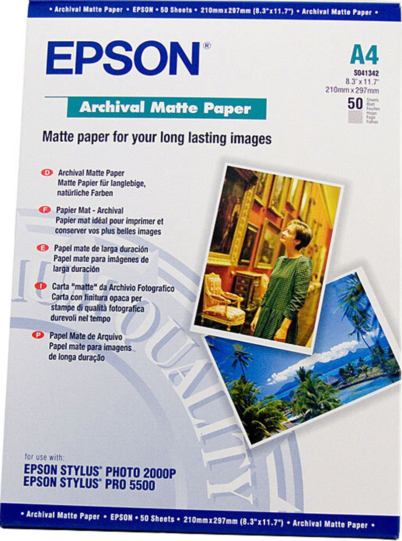 Epson A4 S041342 Archival Matte Paper 189gsm 50 Sheets/Pack Code: EPC13S041342
