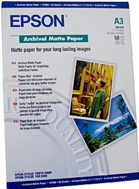 Epson S041344 C13S041344 Archival Matte Paper Genuine A3 50 Sheets 192gsm