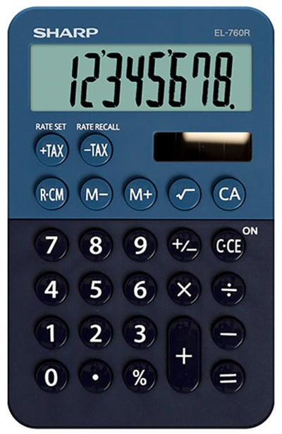 Sharp 8 Digit Pocket Calculator Blue