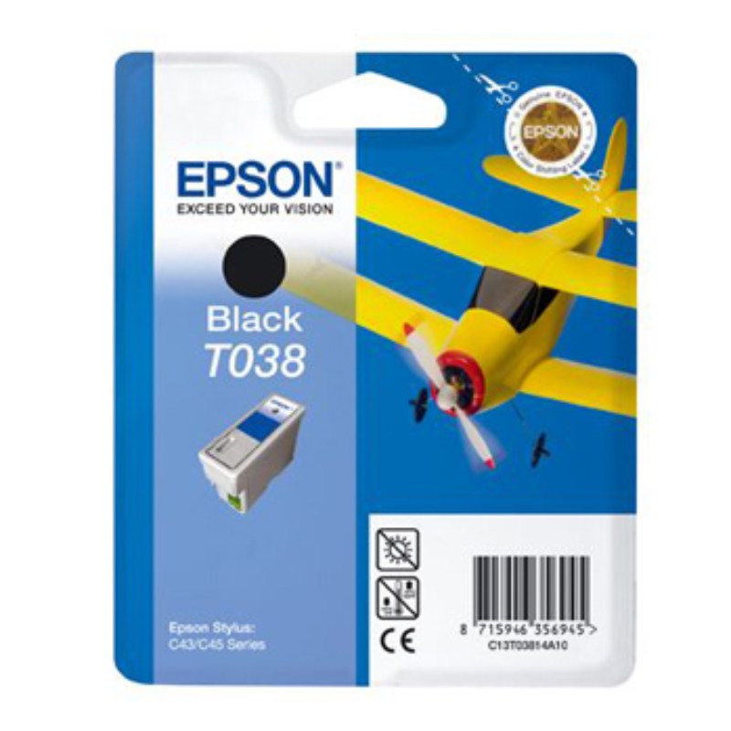 Epson T038 C13T038190 Black Genuine Ink Cartridge 230 Print