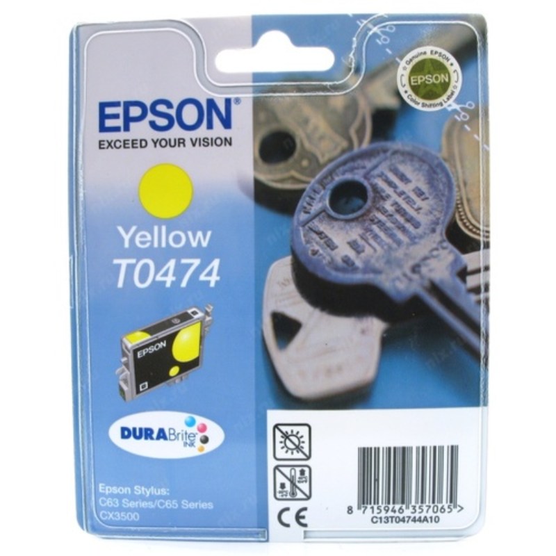 Epson T0474 C13T047490 Yellow Genuine Ink Cartridge 250 Print