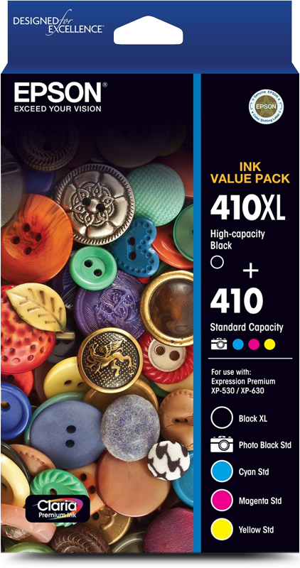 Genuine 5 Pack Epson 410XL+410 Black+Colour Ink Cartridges 1BKXL,1C,1M,1Y,1PHBK