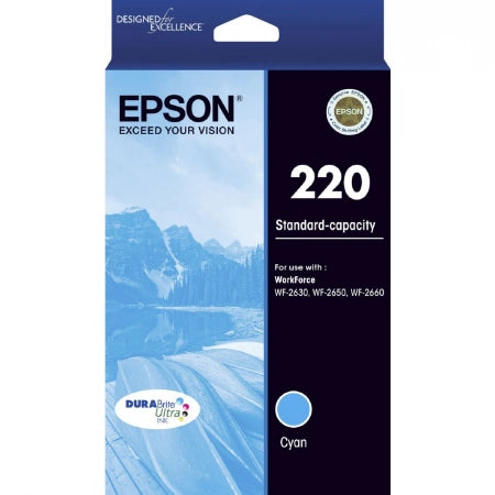 Genuine Epson 220 Cyan Ink Cartridge 165 Pages