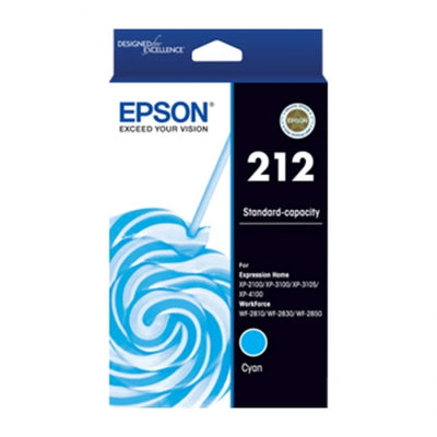 Genuine Epson 212 C13T02R292 Cyan Ink Cartridge 130 Prints