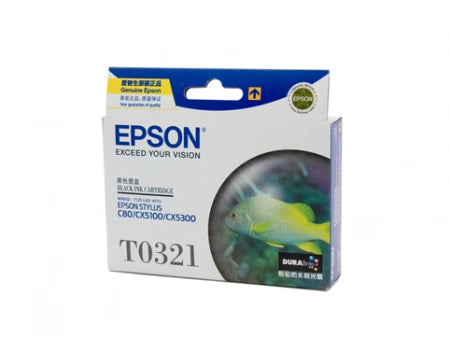 Epson T0321 C13T032190 Black Genuine Ink Cartridge 870 Prints