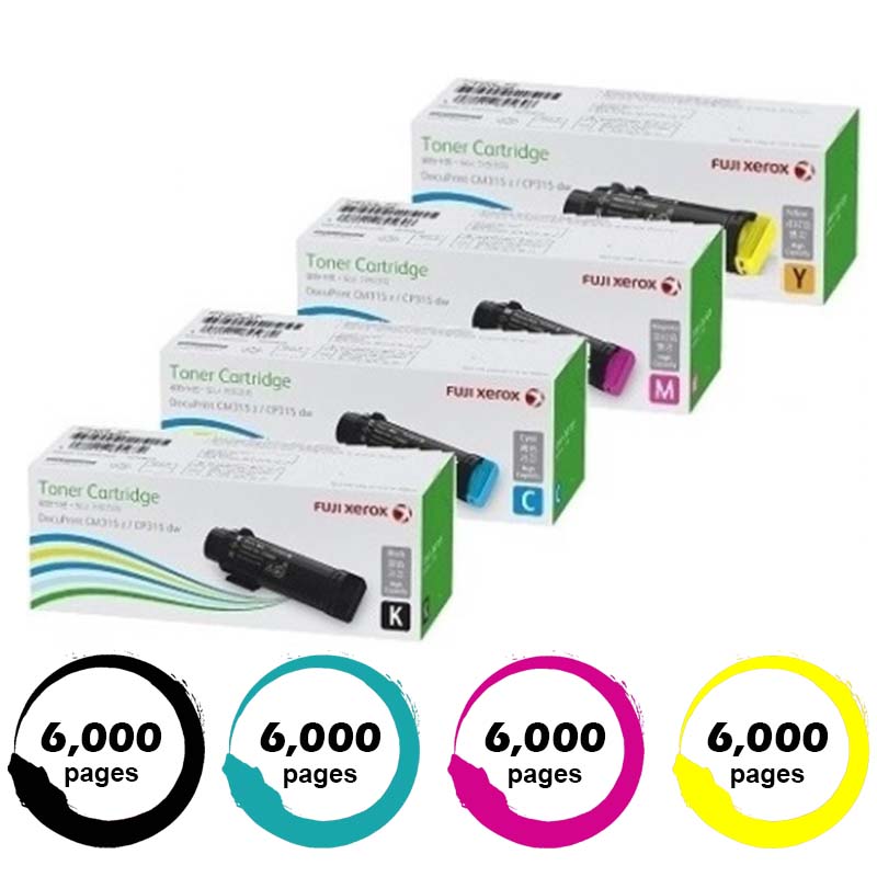Genuine 4 Pack Fuji Xerox High Capacity Toners CT202610-CT202613 1BK+1C+1M+1Y