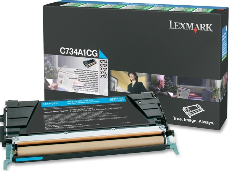 Genuine Lexmark C734A1CG Cyan Toner Cartridge 6K Print Yield