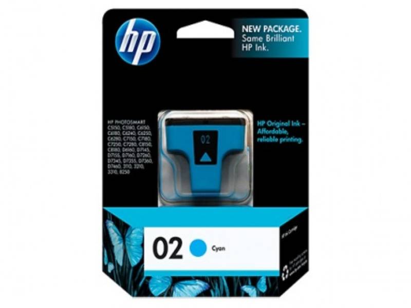Genuine HP 02 C8771WA Cyan Ink Cartridge 350 Print