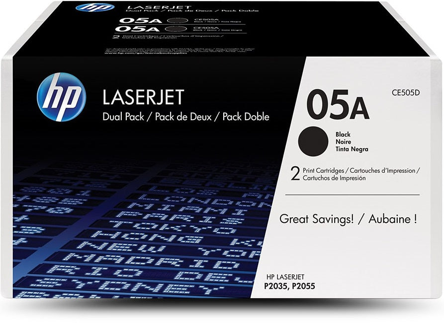 Genuine HP 05A CE505D Black Toner Cartridge 2,300 Print