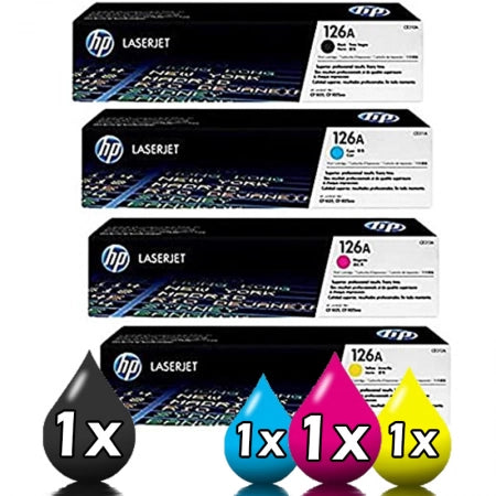 Genuine 4 Pack HP 126A Toner Cartridges CE310A-CE313A 1BK,1C,1M,1Y