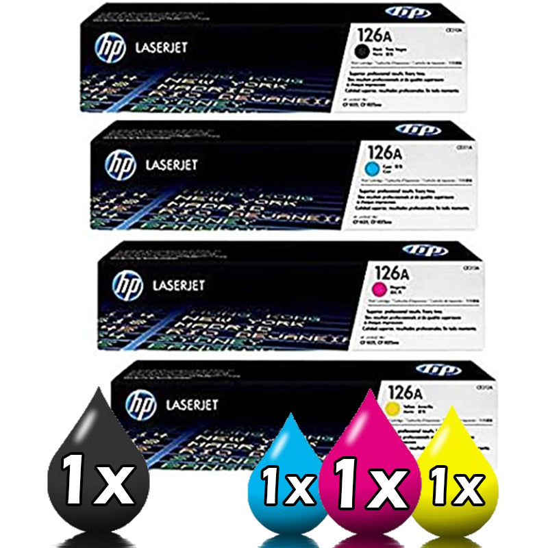 Genuine 4 Pack HP 126A Toner Cartridges CE310A-CE313A 1BK,1C,1M,1Y