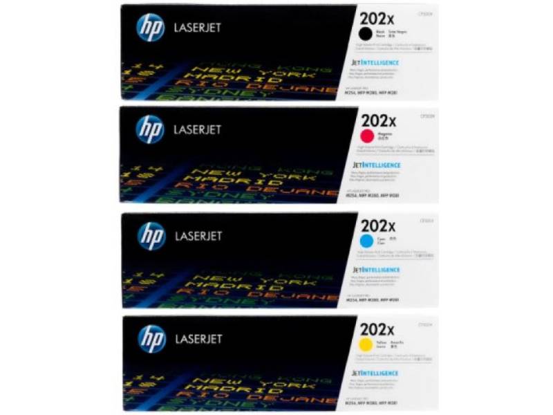 Genuine 4 Pack HP 202X Toner Cartridges 1BK,1C,1M,1Y (CF500X-CCF502X)
