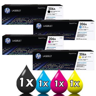 Genuine 4 Pack HP 206A Toner Cartridges W2110A-W2113A PRO M255 M282 M283 1BK,1C,1M,1