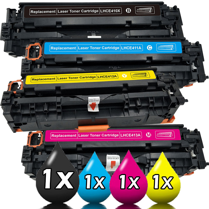 4 Pack HP 305X/305A Toner Cartridges Compatible CE410X-CE413A 1BK,1C,1M,1Y